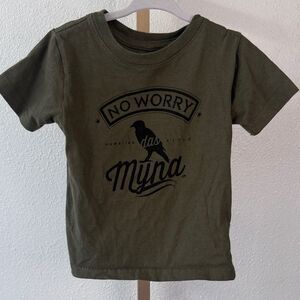Kids Hawaiian inspired No worry das myna” Olive Green T-Shirt- 2T